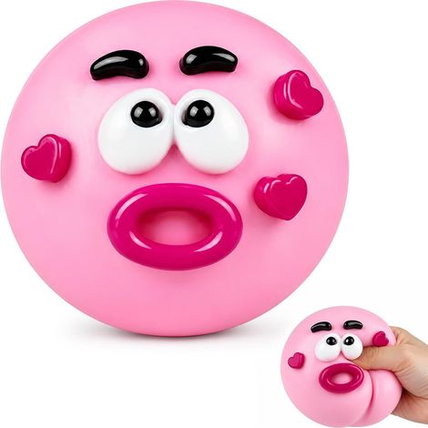 Squishy rosa con la faccina, giocattolo antistress in TPR  Squishy a lento ritorno con labbra 3D, morbido giocattolo sensoriale, decorazione per la scrivania (1/5)