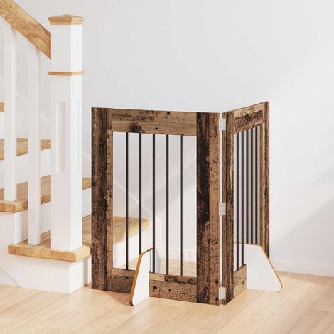 vidaXL Cancello per cani con supporti 2 pcs Legno antico 60 x 80