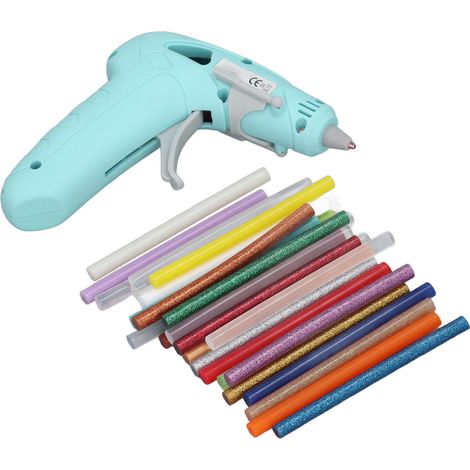 Kit pistolet à colle chaude sans fil rechargeable, mini pistolet à colle à chauffage rapide avec 30 bâtonnets, 3 V - 4,7 V, vert (1/5)