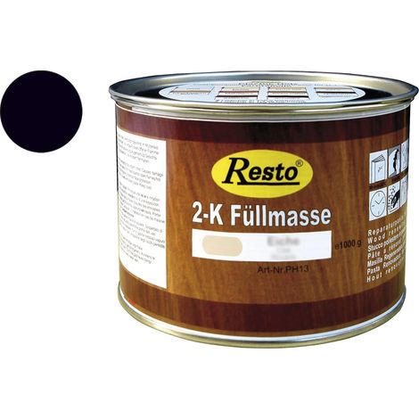 Resto 2K Füllmasse 500g schwarz, 2K Spachtel, Holzkitt, Holzspachtel auf Polyesterbasis, schnell trocknend, beizbar, überstreichbar