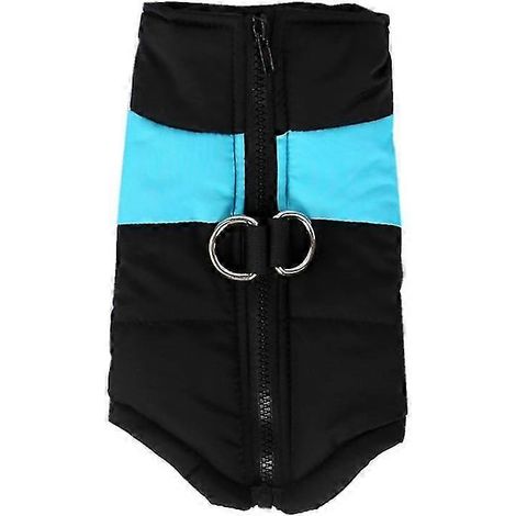 Vêtements d'hiver chauds et imperméables pour chiens (tailles S à 7XL) : gilet rembourré avec fermeture éclair, bleu. (1/5)