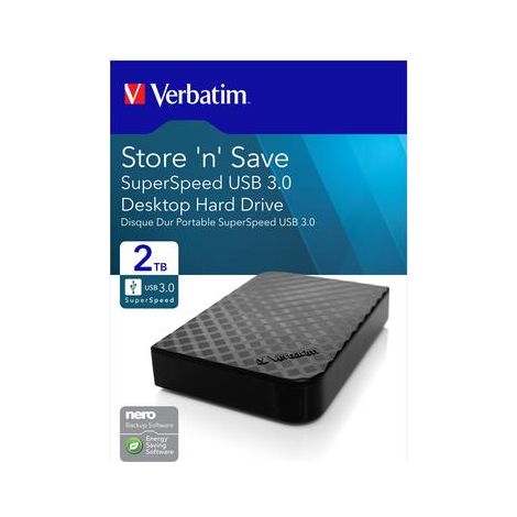 Verbatim 2 TB 3,5" Store 'n' Save 2. Generation Schwarze externe Festplatte mit USB 3.0 (1/5)