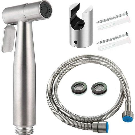 Kit WC bidet avec douchette, douchette de bidet, douchette de toilette avec tuyau + support en acier inoxydable + 2 joints d'étanchéité (1/5)