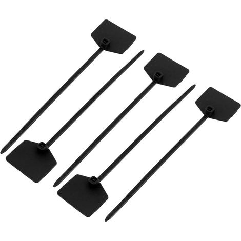 5 bridas de nailon autoblocantes de 3×120 mm, etiqueta de cable negra, conectores para marcar cables.