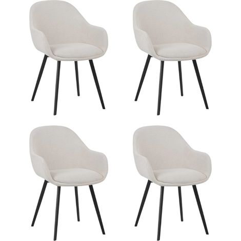 Set mit 4 modernen Esszimmerstühlen aus Remy-Rippenstoff in Creme