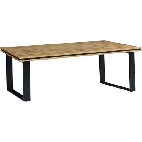Couchtisch MALAGA - Farbe Eiche Wotan und Metall - 135 x 70 x 45 cm