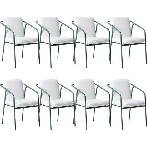 Set of 8 Garden Chairs with Cushions ASCIANO Metal Green (1/5)