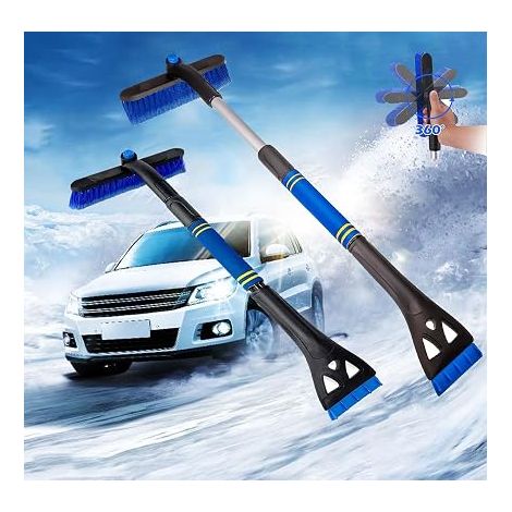 Brosse à Neige pour Voiture, Dégivreur et grattoir à glace,3 en 1 Brosse À Neige Détachable pour Voiture Multifonctionnelle, avec poignée Ergonomique en Mousse, pour voitures, camions et SUV, Bleu