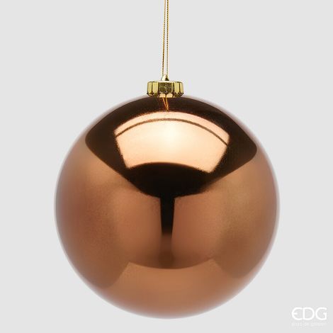 EDG Enzo De Gasperi Palla di Natale Lucida Marrone Ø15 cm – Addobbo Natalizio (1/2)