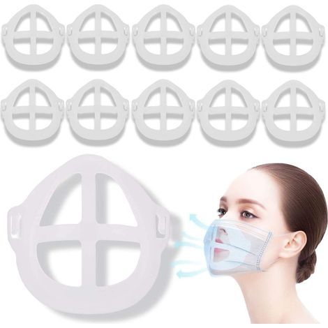 Support de masque [10 pièces], support de masque 3D - Réutilisable et lavable - Augmente l'espace respiratoire - S'adapte au nez et à la bouche - Support pour masque chirurgical (1/5)
