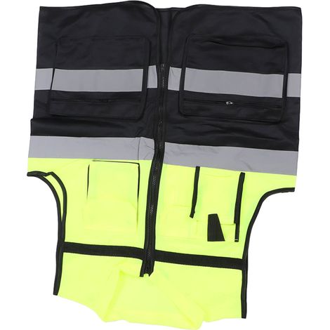 Reflektierende Arbeitsweste mit mehreren Taschen, Netzgewebe, hohe Sichtbarkeit, atmungsaktive Sicherheitsweste mit reflektierenden Streifen (1/5)