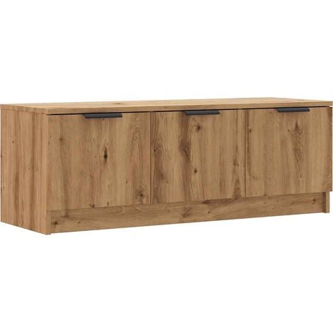 Vidaxl – Meuble TV chêne artisanal 102x35x36,5 cm – Bois d'ingénierie – Grand espace de rangement – 3 portes – Facile à entretenir