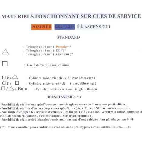 Cylindre européen à bouton et triangle de 14mm dépassant laiton COUILLET 561.14 (1/2)