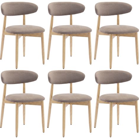 COLAMY Lot de 6 Chaises en bois massif avec pieds en bois naturel, style nordique minimaliste, robustes et élégantes pour salle à manger et cuisine, marron (1/5)