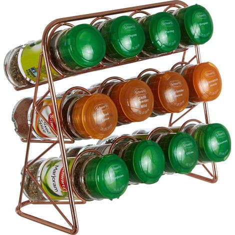 Interiors By Premier Elegant Copper Finish Spice Rack, Copper Finish House Spice Jars For Kitchen, Sleek Spice Organizer (1/4)