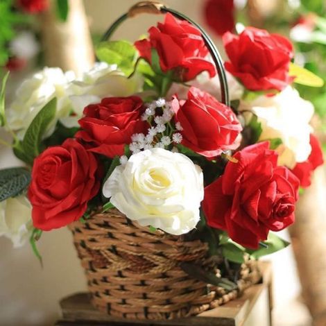 Fleurs Artificielles - - 10 pcs - Roses Rouges - Soie - Décoration Intérieure FLEUR-PLANTE ARTIFICIELLE (1/4)