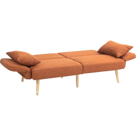 Canapé convertible 3 places design clic clac dossier inclinable accoudoirs réglables tissu effet lin marron