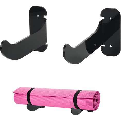 Set mit 2 Wandhalterungen für Yoga- und Gymnastikmatten - JINFGERNE - Praktischer Organizer, einfache Montage, ideal für Matten, Schaumstoffrollen und Surfbretter (1/5)
