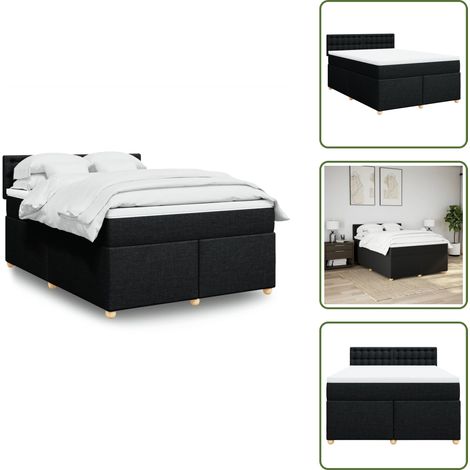 Boxspringbett mit Matratze Schwarz 140x200 cm Stoff - Boxspringbett - Boxspringbetten - Bett - Schlafzimmermöbel (1/5)