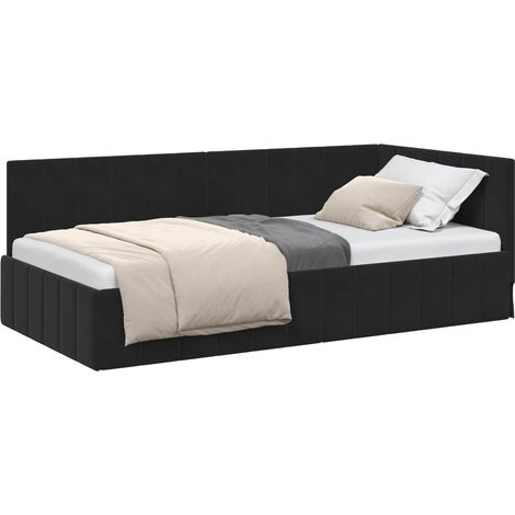 Estructura de cama en esquina Negro 90 cm x 200 cm Terciopelo vidaXL