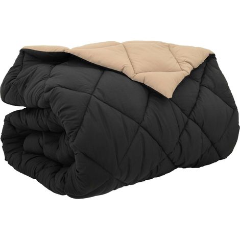 Duvet d'hiver Noir et Taupe 200 x 220 cm Microfibre