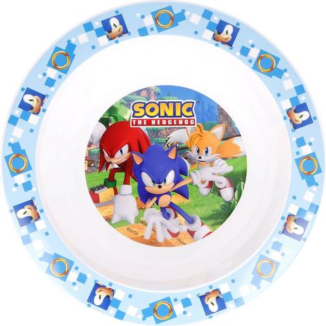 Ciotola Originale Sega Sonic in plastica alimentare per bambini piccoli, adatto al microonde, facile da pulire e riutilizzabile. (1/2)