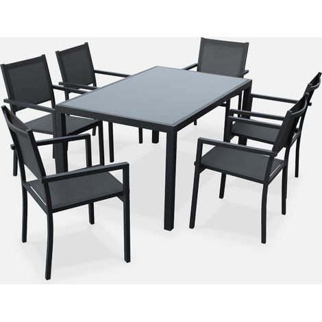 Mesa de jardín de aluminio con 6 sillas de textileno (1/5)