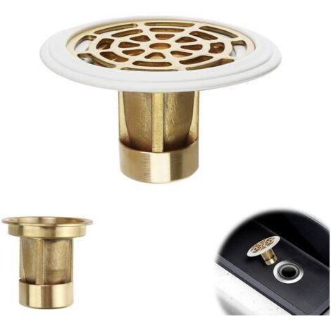 Siphon-Dusche, Copertura del doccia con guarnizione di gomma, Tappo da doccia in rame per sifone di pavimento e bagno, per diametro del foro 27-55 mm (1/4)