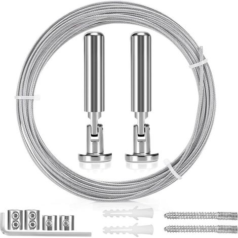 5m Tringle à Rideaux Kit, Câble en Acier pour Rideau, Fil de Suspension en Acier Inoxydable pour Accrocher Photos, Rideaux de Douche, Corde à Rideau, (1/5)
