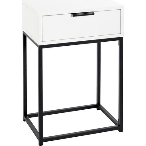 Table de chevet 1 Tiroir "Maluma" 60cm Blanc & Noir (1/4)