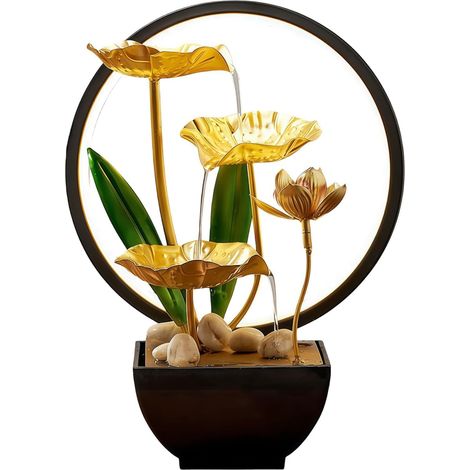 Fontaine d'intérieur, Fontaine de Table en Cascade avec éclairage LED, décoration Zen Moderne avec Pompe silencieuse, décoration de Table Zen Moderne, méditation et détente (1/5)