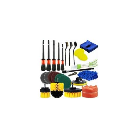 26-teiliges Reinigungsset für Bohrmaschinen, Bürsten, Schleifscheiben und Schleifmittel, Auto-Innenreinigungsset, Felgenbürsten, für Badezimmeroberflächen, Böden, Badewannen und Autos