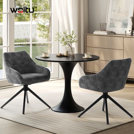 WOLTU 2x Esszimmerstühle, Drehstühle mit Armlehen Rückenlehne, Chenille Polsterstühle, für Wohnzimmer Küche Esszimmer, Grau (1/5)