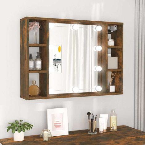 vidaXL Mueble con espejo y LED color roble ahumado 76x15x55 cm (1/5)