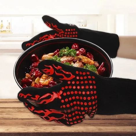 Gants De Cuisson - Résistants À La Chaleur Jusqu'à 800 °C - Antidérapants - Pour Four Micro-ondes Grill Et Cuisinière - 2 Pièces (1/5)