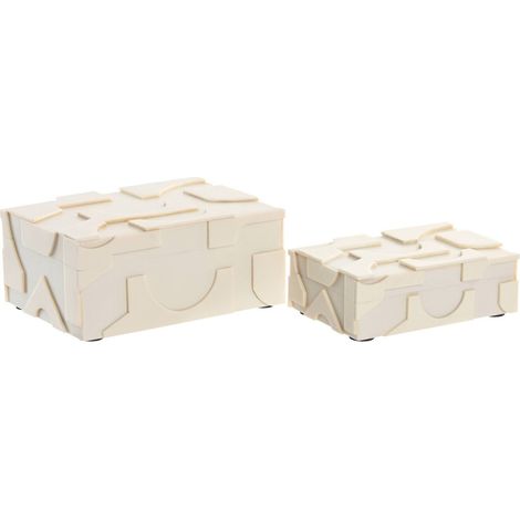Boîte à bijoux design en résine os blanc style moderne - blanc ivoire mat (1/3)