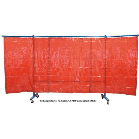 ELMAG Schweißerschutzwand 3-teilig mit Folienvorhang rot (57252) (1/2)