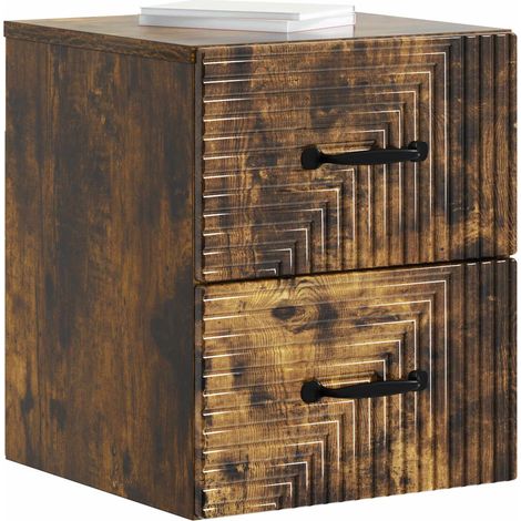 Maison Exclusive - Mobiletto da notte a muro 2 pcs Rovere Fumo 34,5 x 33 x 40 cm