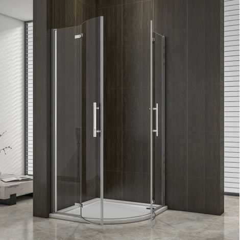 Box Doccia Semicircolare Due Porte Battenti Vetro temperato Trasparente Anticalcare 6mm Telaio Cromo Lucido 80x80x195 cm (1/5)