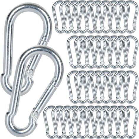 M5 Carabiner, 60 PCS Heavy-Duty Carabiner - Stainless Steel Carabiner Load Capacity 100 kg/220 lb, 304 Swing Carabiner Hook - 50mm x φ5 mm (1/4)