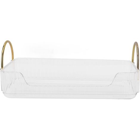 étagère rangement-Organisateur de Salle de Bain avec Plateau pour Maquillage, Accessoires et Parfums Blanc Transparent (1/5)