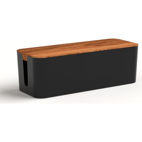 Boîte de rangement de câbles (1 pièce) - Grand format, style bois - Organisateur de câbles pour dissimuler fils et multiprises (1/5)