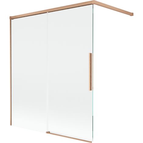 Mexen Rox paroi de douche à 2 volets coulissants 140 x 150 cm, transparent, cuivre brossé - 8C9-140-003-65-00