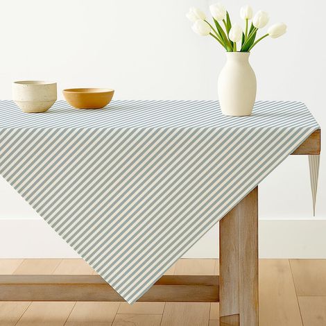 Nappe rayée bleu clair 100x140 cm Rectangulaire Polyester Anti-taches Outdoor