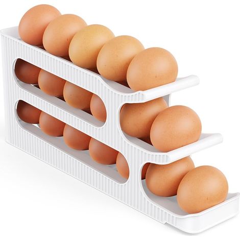 1 Pièce - Rangement Oeuf Frigo - Distributeur Oeuf Automatique - Boite À Oeufs En Plastique 3 Étages Gain De Place Pour Cuisine Réfrigérateur Transparent 25x12x8cm