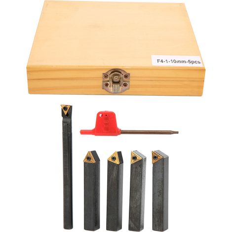 Jeu de 5 outils de tournage indexables, plaquettes en carbure cémenté pour le fraisage et le chanfreinage F4-1-10 mm (1/5)