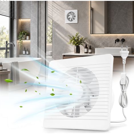 Jiubiaz Ventilatore da bagno 100 mm bianco quadrato in plastica,aspiratore con valvola di non ritorno (1/5)