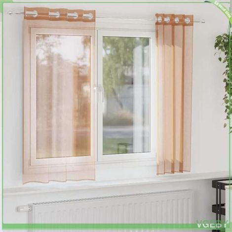 Rideau en voile - FAFEISY - 4102137 - terre cuite - 100% polyester - semi-transparent, 2 pcs (1/5)