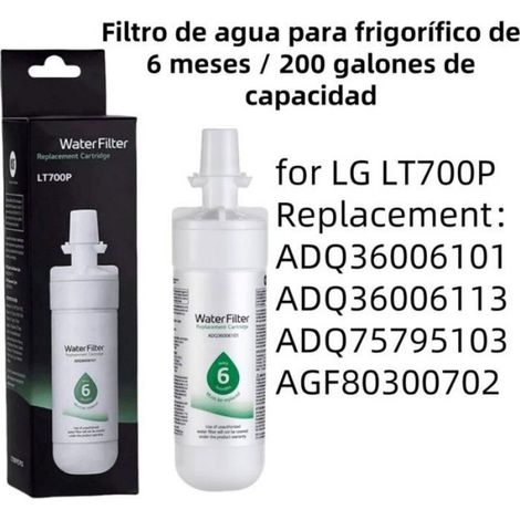 2Paquet Compatible avec LG LT700P Réfrigérateur Filtre à Eau ADQ36006101-S ADQ36006101 ADQ36006113 ADQ75795103 AGF80300702 (1/4)