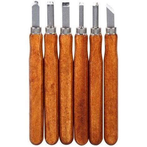 Ensemble d'outils de sculpture sur bois, couteau, mini-ciseaux en acier avec manche, kit de loisirs créatifs (6 pièces). (1/5)